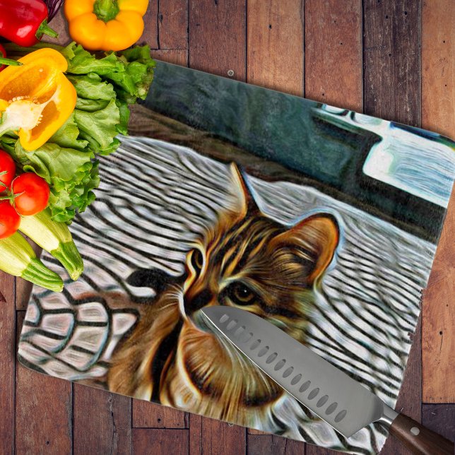 Tabla De Cortar Pintando Hermoso Gato (Painting Beautiful Cat Cutting Board by Looly Elzayat
)