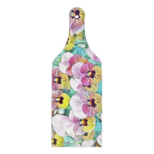 Tabla De Cortar Pintura acuarela de tonos rosas, amarillos y blanc