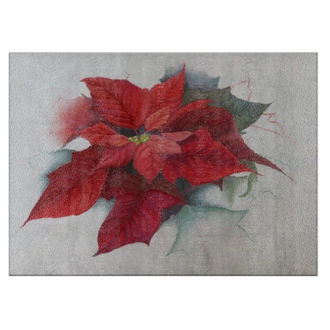 Tabla De Cortar Pintura al óleo del navidad del Poinsettia (Anverso)