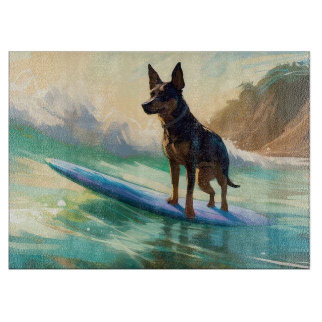 Tabla De Cortar Pintura australiana de surf en Kelpie Beach (Anverso)