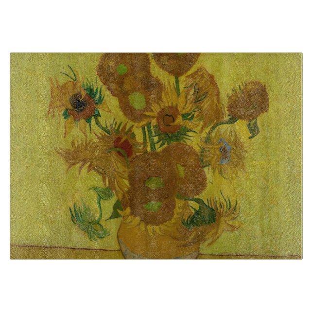 Tabla De Cortar Pintura de 15 girasoles de Vincent Van Gogh (Anverso)