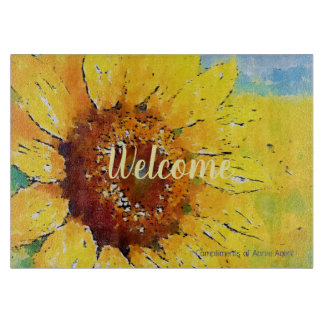 Tabla De Cortar Pintura de acuarela de girasol