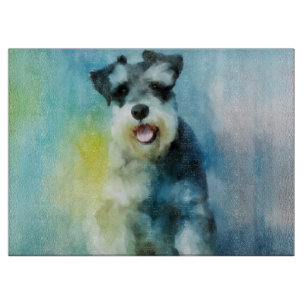 Tabla De Cortar Pintura de arte en color de perro Schnauzer en min