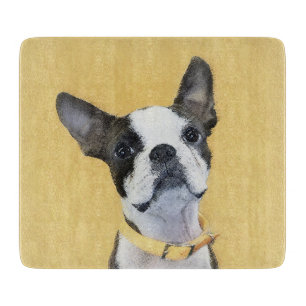 Tabla De Cortar Pintura de Boston Terrier - Arte de Perro Original