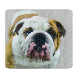 Tabla De Cortar Pintura de bulldog - Arte de perros original y lin