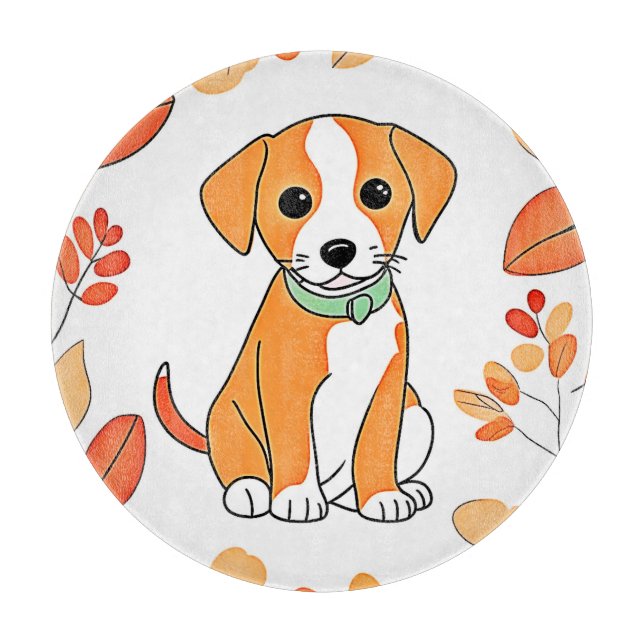 Tabla De Cortar Pintura de caída de cachorro (Anverso)