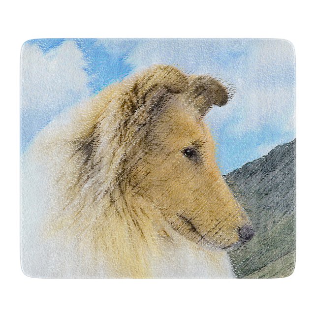 Tabla De Cortar Pintura de Collie in Mountains (Rough) - Perro Art (Anverso)