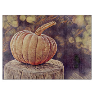 Tabla De Cortar Pintura de Día de Acción de Gracias de la Calabaza