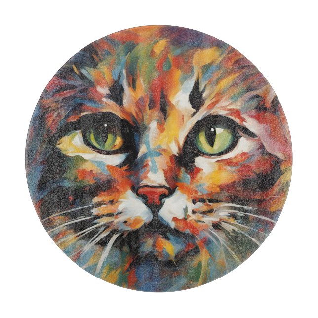 Tabla De Cortar Pintura de gato (Anverso)