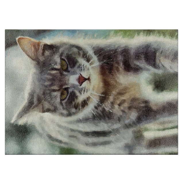 Tabla De Cortar Pintura de gato (Anverso)