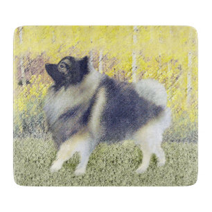 Tabla De Cortar Pintura de Keeshond Aspen - Arte Perro Original Cu