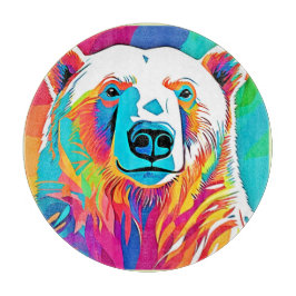 Tabla De Cortar Pintura de la cabeza del oso vibrante