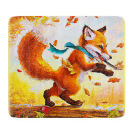 Tabla De Cortar Pintura de la temporada de otoño de la zorra roja.