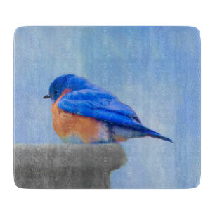 Tabla De Cortar Pintura de pájaro azul - Arte original de aves