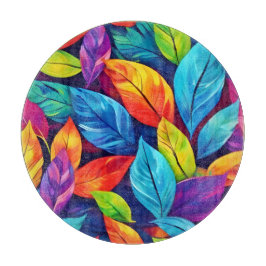 Tabla De Cortar Pintura de patrón de follaje colorido