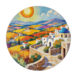 Tabla De Cortar Pintura de pueblo mediterráneo