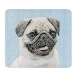 Tabla De Cortar Pintura de pug - Arte de perro original lindo