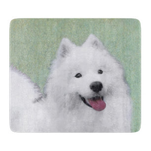 Tabla De Cortar Pintura de Samoyedo - Arte de Perro Original Lindo