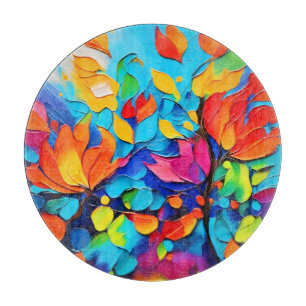 Tabla De Cortar Pintura de sinfonía floral vibrante