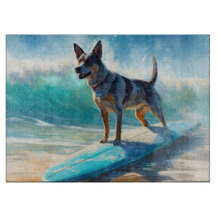 Tabla De Cortar Pintura de surf Blue Heeler Beach
