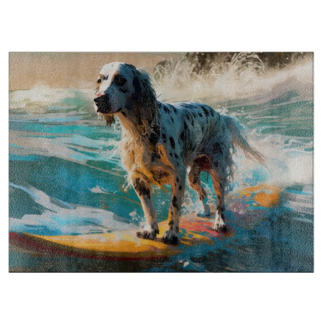 Tabla De Cortar Pintura de surf en English Setter Beach (Anverso)