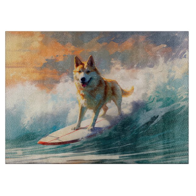 Tabla De Cortar Pintura de surf en la playa de Akita (Anverso)