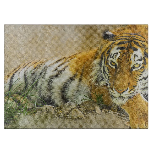 Tabla De Cortar Pintura de tigre (Anverso)