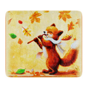 Tabla De Cortar Pintura de un feliz Zorro Rojo cantante. ¡Hazte co