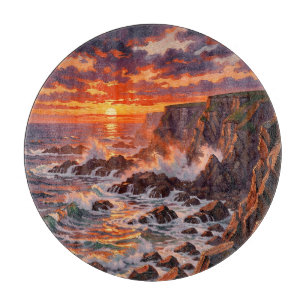 Tabla De Cortar Pintura dramática de acantilados al atardecer en l