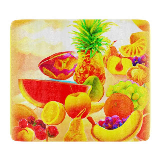 Tabla De Cortar Pintura exótica de frutas tropicales. ¡Hazte con u (Anverso)