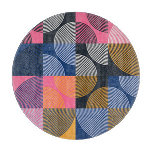Tabla De Cortar Pintura geométrica circular de cosecha