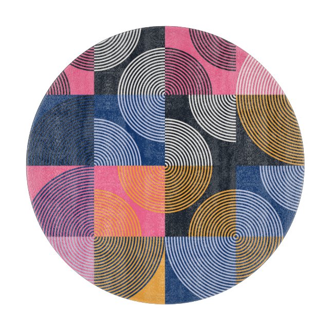 Tabla De Cortar Pintura geométrica circular de cosecha (Anverso)