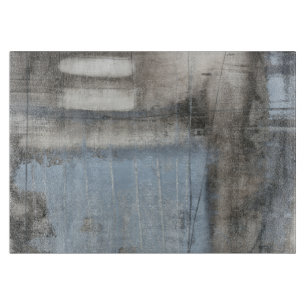 Tabla De Cortar Pintura gris y azul abstracta
