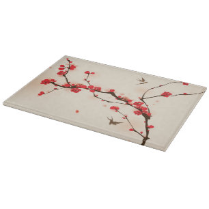 Tabla De Cortar Pintura oriental del estilo, flor del ciruelo en