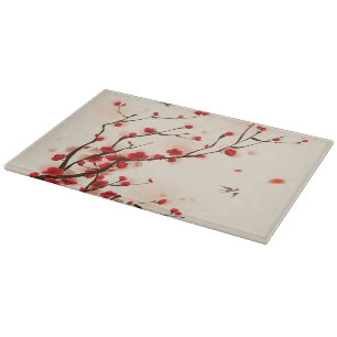 Tabla De Cortar Pintura oriental del estilo, flor del ciruelo en