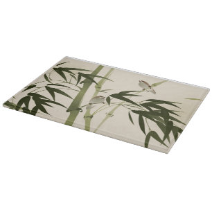 Tabla De Cortar Pintura oriental del estilo, ramas de bambú