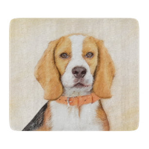 Tabla De Cortar Pintura Original de Perro Sabueso Beagle Arte Anim