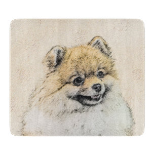 Tabla De Cortar Pintura Pomerania (Naranja) - Arte Perro Original