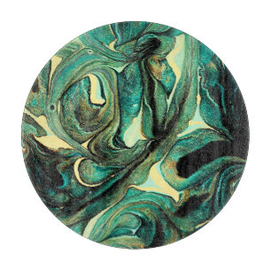 Tabla De Cortar Pinturas acrílicas Aquamarinas: fondo abstracto.