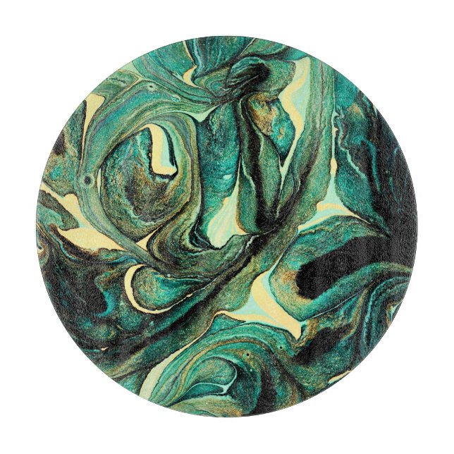 Tabla De Cortar Pinturas acrílicas Aquamarinas: fondo abstracto. (Anverso)