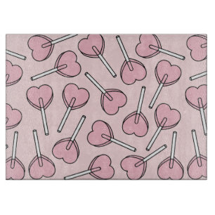 Tabla De Cortar Pirulís rosas, pirulís con forma de corazón, patró