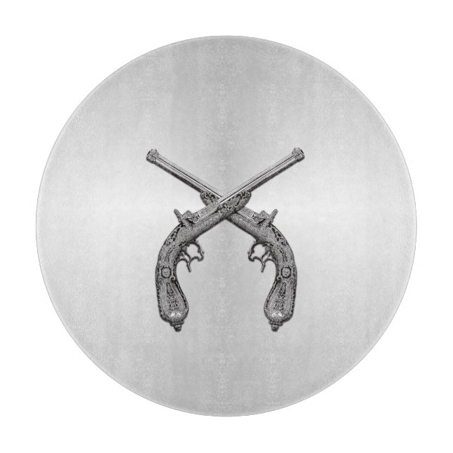 Tabla De Cortar Pistolas de duelo de plata (Anverso)