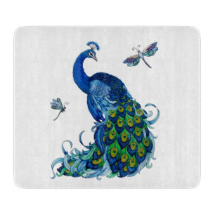 Tabla De Cortar Pizarra de corte de pavo real y mosca seca