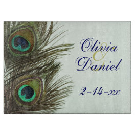 Tabla De Cortar Pizarra de plumas de pavo real para novias y bocad