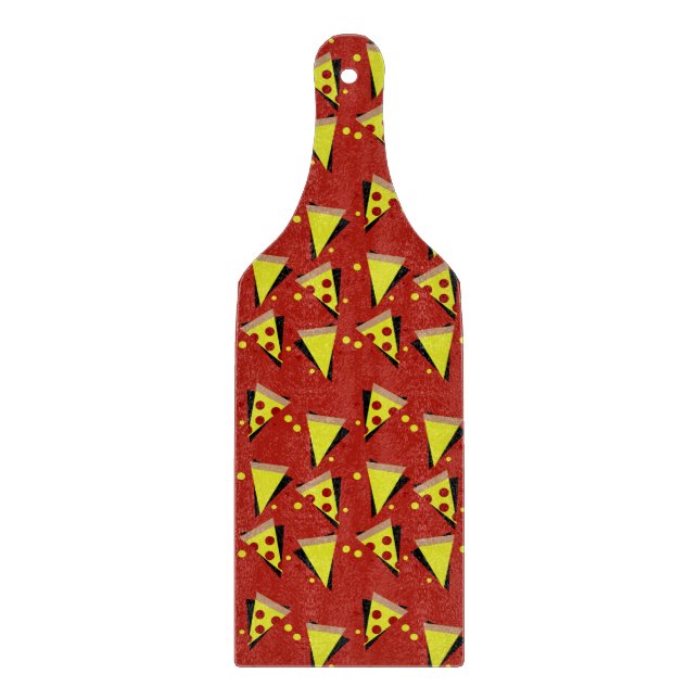 Tabla De Cortar Pizza Pepperoni Italiana Geométrica (Anverso)