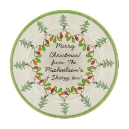 Tabla De Cortar Placa de charcutería de árboles y luces navideñas