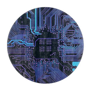 Tabla De Cortar Placa de circuito electrónico azul del nerd de sal