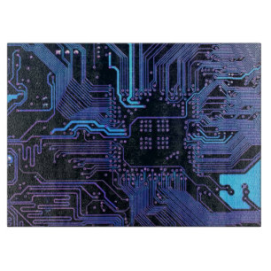 Tabla De Cortar Placa de circuito electrónico azul del nerd de sal