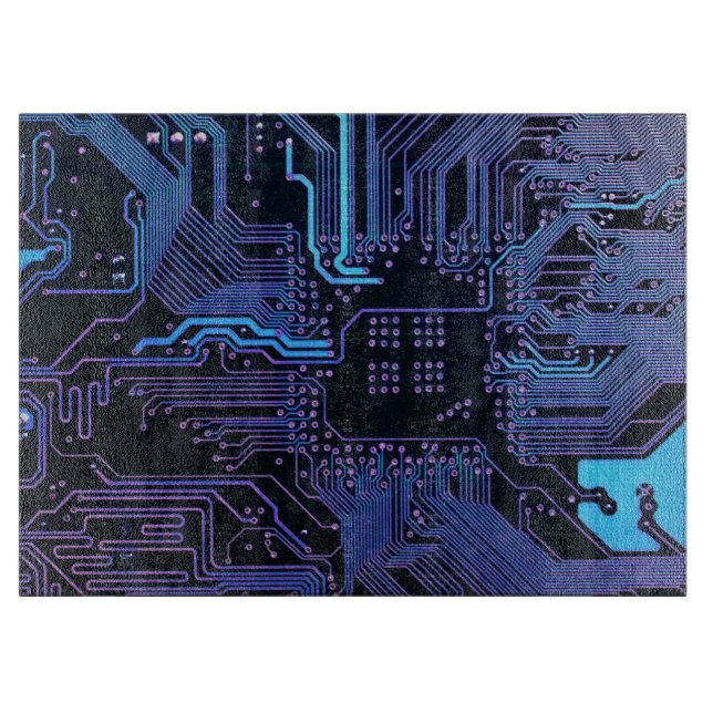 Tabla De Cortar Placa de circuito electrónico azul del nerd de sal (Anverso)