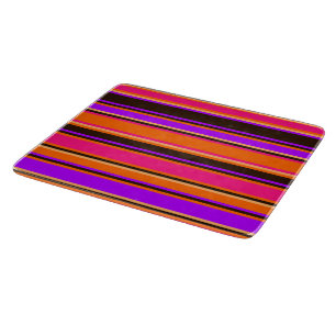 Tabla De Cortar Placa de corte a rayas naranja, magenta y púrpura